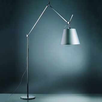  Artemide TOLOMEO  Mega Terra  HALO/LED lampa podłogowa kolor aluminium + abażur kolor szary satynowy wielkości 