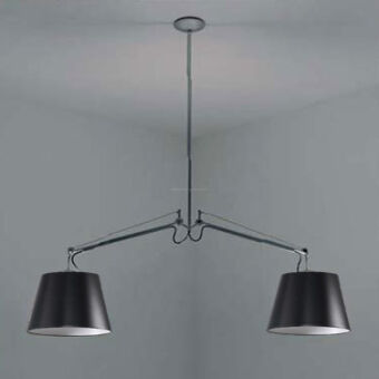  Artemide TOLOMEO  Basculante Sospensione  + 2 x abażur czarny satynowy wielkości 