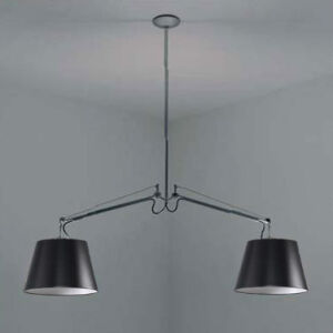  Artemide TOLOMEO  Basculante Sospensione  + 2 x abażur czarny satynowy wielkości 