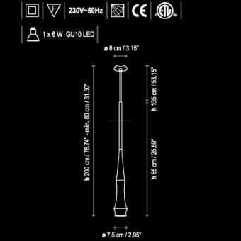 Bover Slend 01 - 02 - 03 lampa wisząca kolory