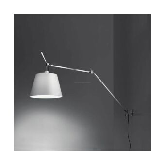 Artemide TOLOMEO Mega Parete  HALO kinkiet kolor aluminium + abażur szary satynowy  wielkości 