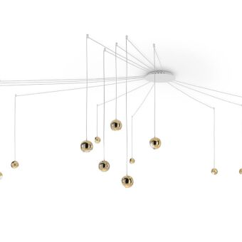 LODES  Spider LED  lampa wisząca kompozycja :12 x złoty + plafon Radial