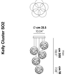 LODES KELLY Cluster 5 Spheres LED Suspension SO2 lampa wisząca  kolory