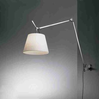 Artemide TOLOMEO Mega Parete kinkiet kolor aluminium + abażur kolor kremowy wielkości
