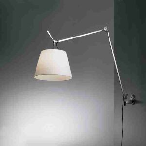 Artemide TOLOMEO Mega Parete kinkiet kolor aluminium + abażur kolor kremowy wielkości