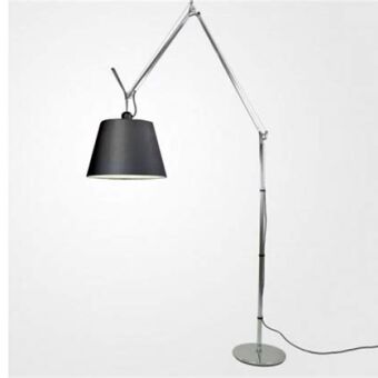 Artemide Tolomeo Mega Terra HALO/LED kolor aluminium+ abażur satynowy czarny lampa podłogowa wielkości