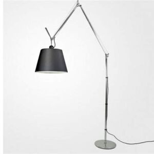 Artemide Tolomeo Mega Terra HALO/LED kolor aluminium+ abażur satynowy czarny lampa podłogowa wielkości