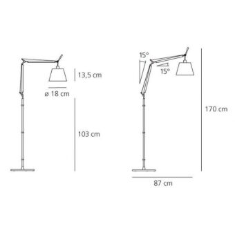 Artemide TOLOMEO Basculante Terra  lampa podłogowa z abażurem kolory 