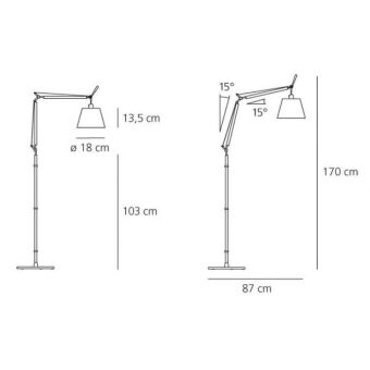 Artemide TOLOMEO Basculante Terra  lampa podłogowa z abażurem kolory 