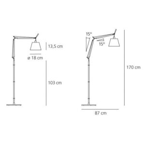 Artemide TOLOMEO Basculante Terra  lampa podłogowa z abażurem kolory 